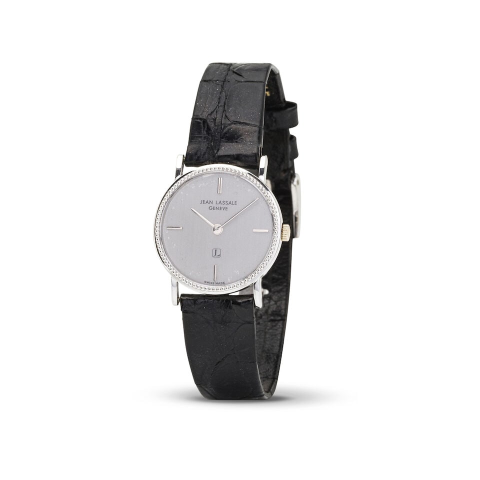 Jean Lassale. A lady's 18K white gold manual wind wristwatch Jean Lassale. Montre bracelet de da...: Jean Lassale. A lady's 18K white gold manual wind wristwatch Jean Lassale. Montre bracelet de dame en or blanc 18K (750) mouvement mécanique Date: Circa 1980 Movement: 9-jewel Cal.1200 manual win