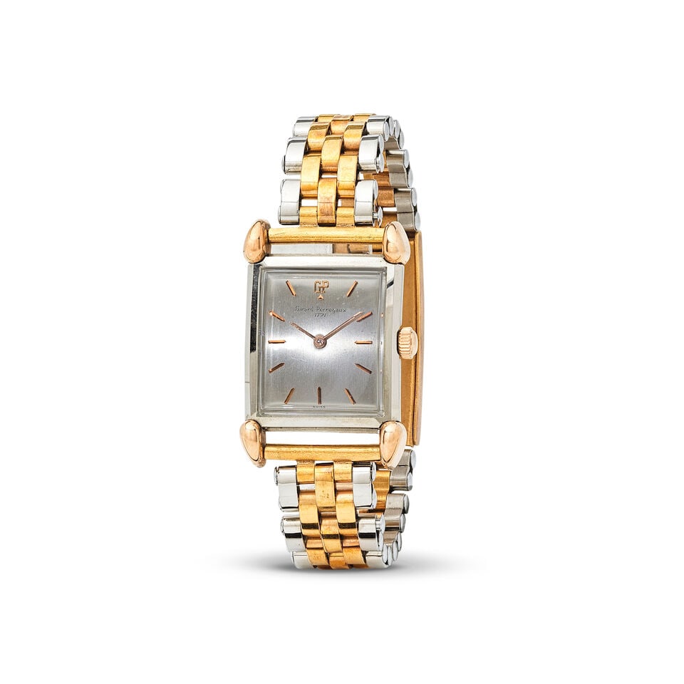 Girard-Perregaux. A steel and rose gold plated manual wind rectangular bracelet watch Girard-Per...: Girard-Perregaux. A steel and rose gold plated manual wind rectangular bracelet watch Girard-Perregaux. Montre bracelet rectangulaire en plaqué or rose et acier mouvement mécanique Date: