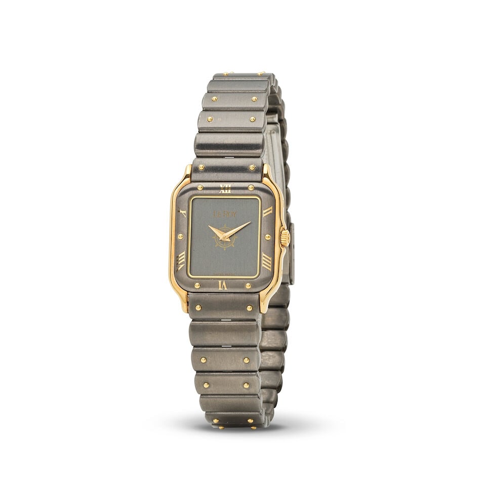 Baume & Mercier for Le Roy. A lady's gun metal and gold plated quartz bracelet watch Baume & Mer...: Baume & Mercier for Le Roy. A lady's gun metal and gold plated quartz bracelet watch Baume & Mercier pour Le Roy. Montre de dame en plaqué or et acier gris mouvement quartz Reference:
