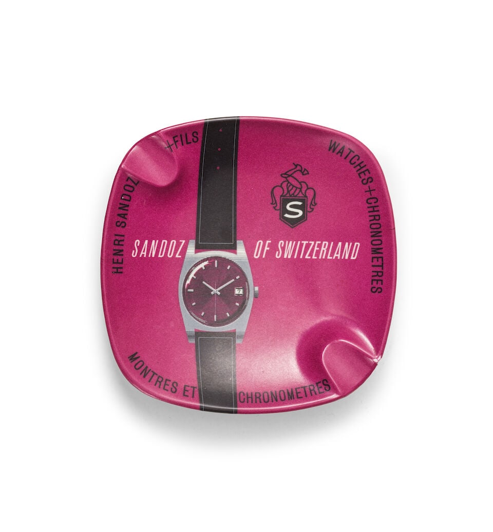 Sandoz. Purple plastic ashtray Sandoz. Cendrier rose en plastique: Sandoz. Purple plastic ashtray Sandoz. Cendrier rose en plastique 13cm x 13cm Good condition This lot is subject to the following lot symbols: Ω Ω VAT on imported items at the