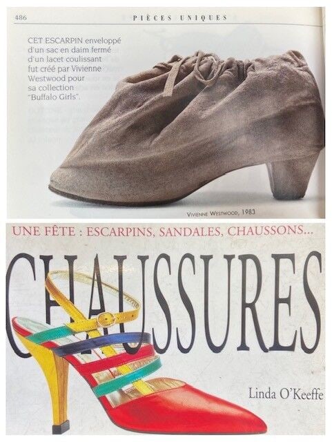 World End & Westwood, Buffalo girl, Automne-Hiver 1982. Paire d'escarpins sac coulissé en d... - 2