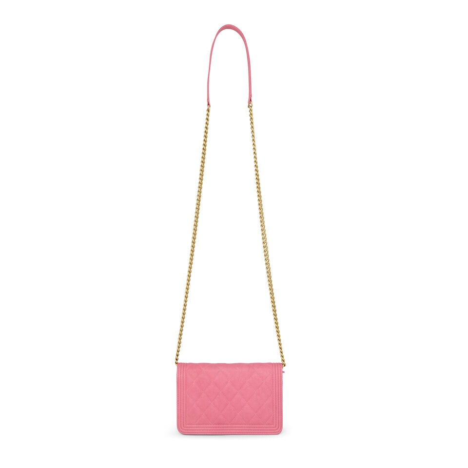 Chanel: a Pink Caviar Leather Wallet on Chain (WOC) 2018-19 (includes serial sticker, authentici... - 3