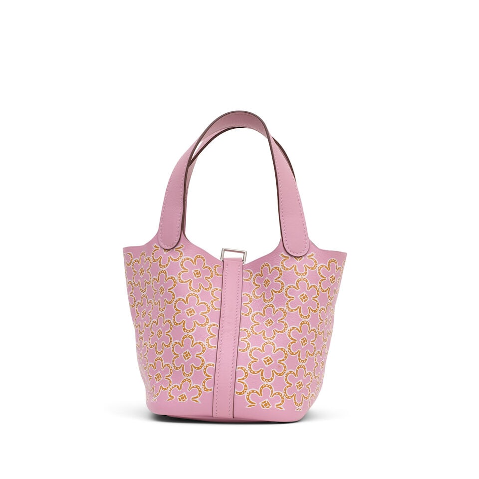 Hermès: a Mauve Sylvestre Lucky Daisy Micro Picotin Lock 14 2022 (includes padlock but miss... - 2