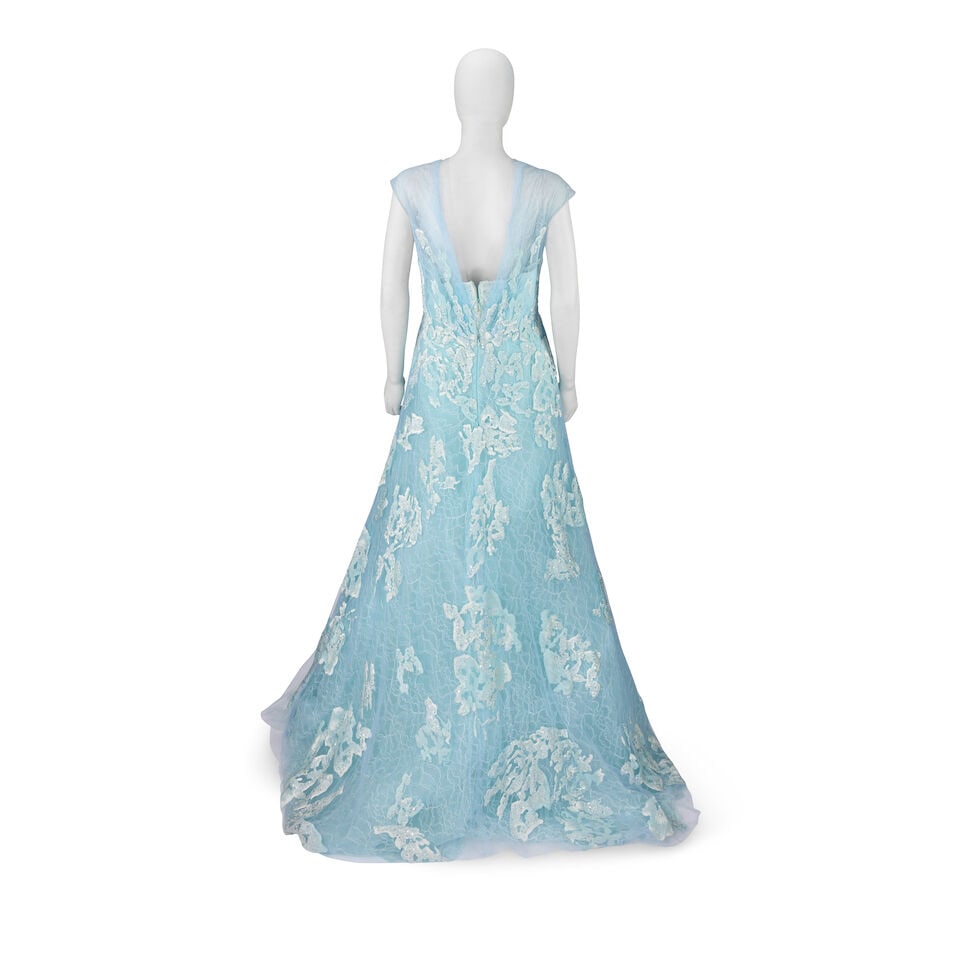 Elie Saab Haute Couture: Light Blue Lace Gown Spring 2012 Couture Collection, Runway Look 35 - 2