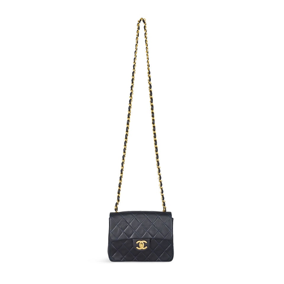 Chanel: a Navy Blue Quilted Lambskin Mini Square Flap Bag 1997-99 (includes serial sticker and d... - 3