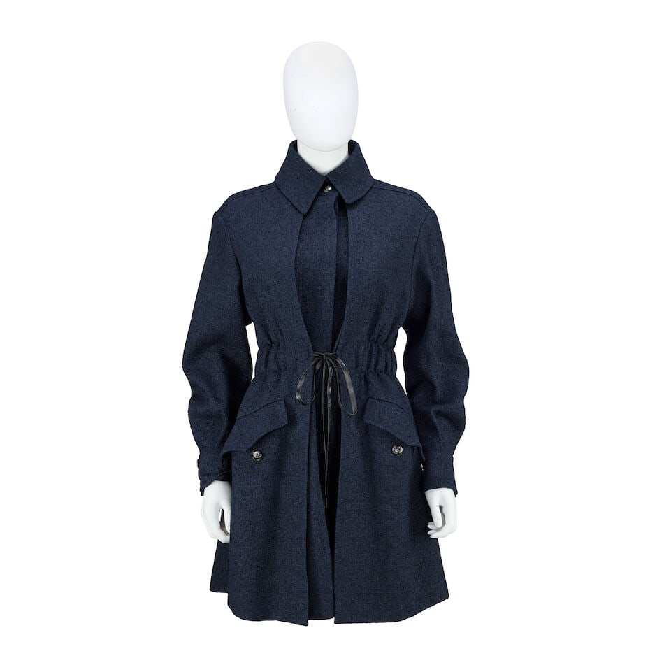 Chanel: a Navy Blue Wool and Silk Coat Winter 2013 (1 of 2)