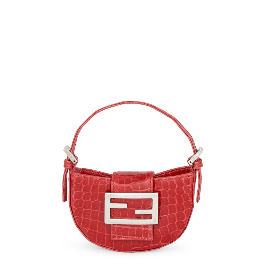Fendi: a Strawberry Red Shiny Crocodile Mini Croissant Bag Late 1990s or early 2000s (1 of 3)