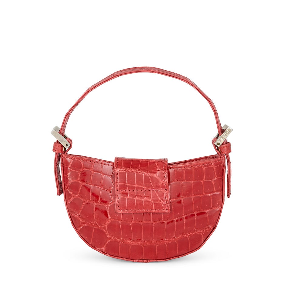Fendi: a Strawberry Red Shiny Crocodile Mini Croissant Bag Late 1990s or early 2000s - 3