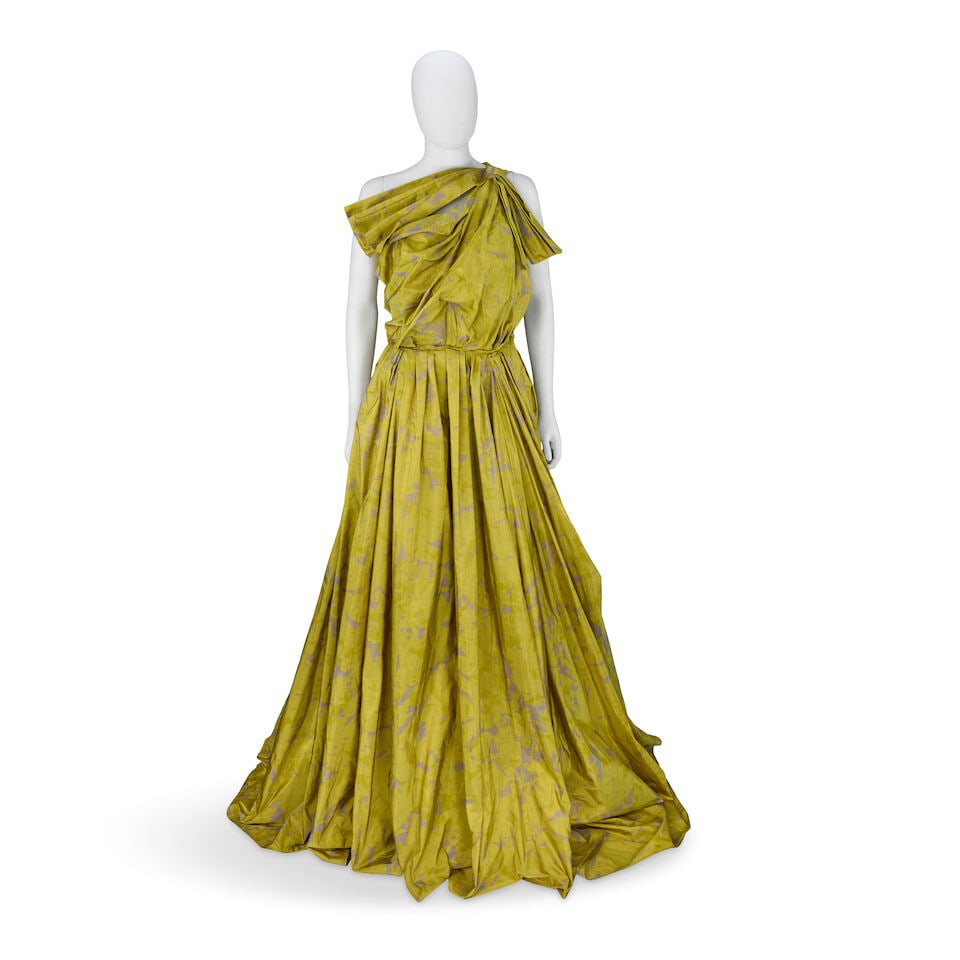 Lanvin: a Chartreuse Asymmetrical Gown Spring 2011 (1 of 2)