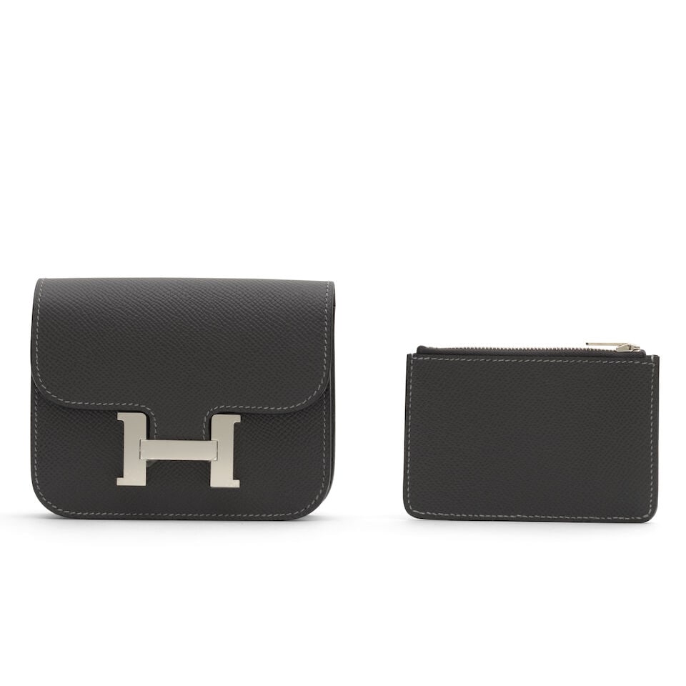 Hermès: a Graphite Epsom Leather Constance Slim Wallet 2024 (includes felt protector, dust ... - 2