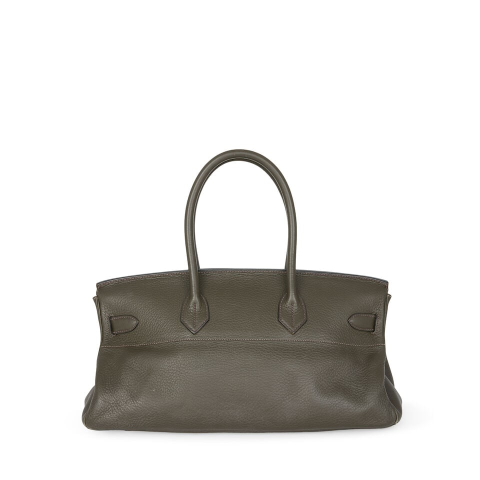 Hermès: a Vert Olive Clemence Leather Shoulder Birkin 42 2005 (includes padlock, keys and c... - 2