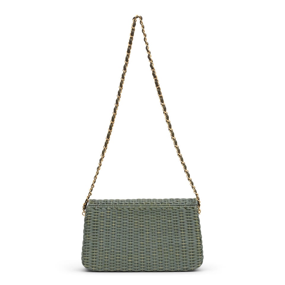 Chanel: a Kaki Fonce Green Woven Wicker Flap Bag Spring 2001 (includes serial sticker, authentic... - 2