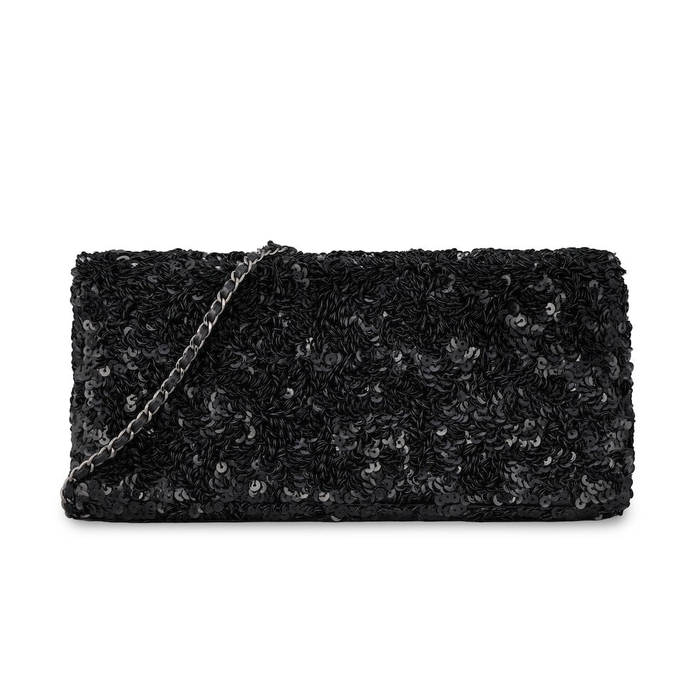 Chanel: a Black Sequin East West Flap Bag 2014-15 (includes serial sticker and dust bag) - 2