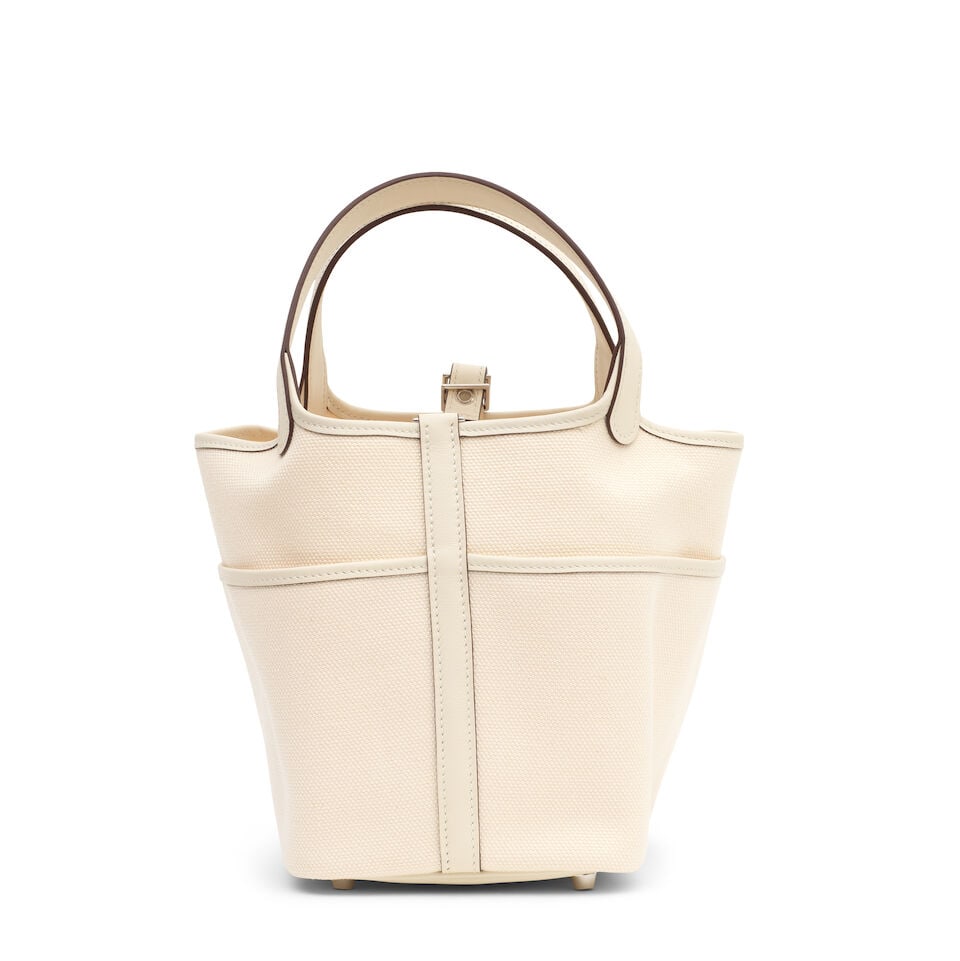 Hermès: a Nata Swift Leather and Toile Cargo Picotin 18 2021 (includes padlock, keys and sm... - 2