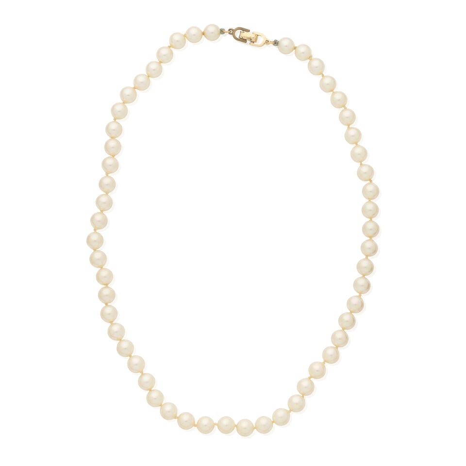 Christian Dior: Two Simulated Pearl Necklaces and a Pair of Ear Clips - 2