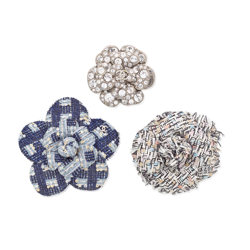 Chanel: Three Camellia Brooches (Includes dust bags) (1 of 2)