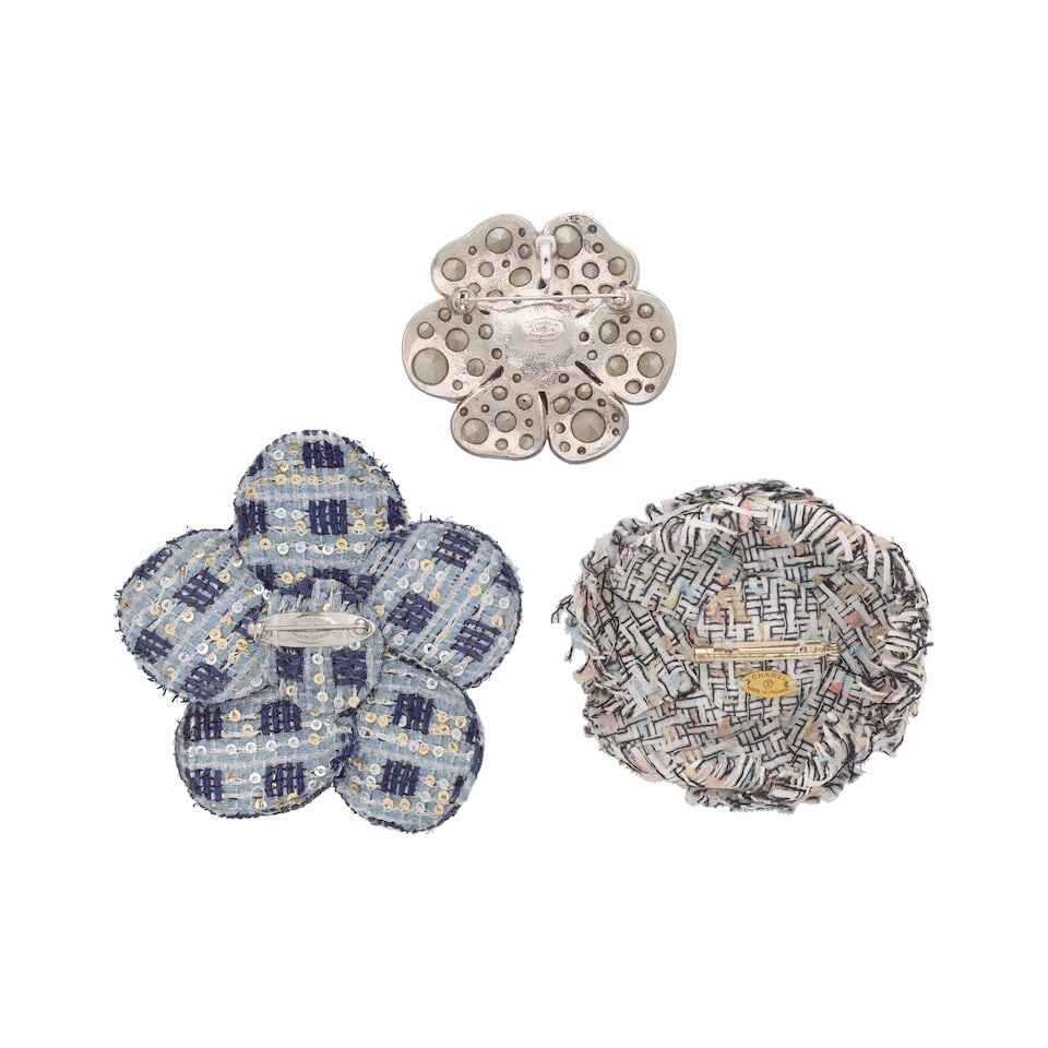 Chanel: Three Camellia Brooches (Includes dust bags) - 2