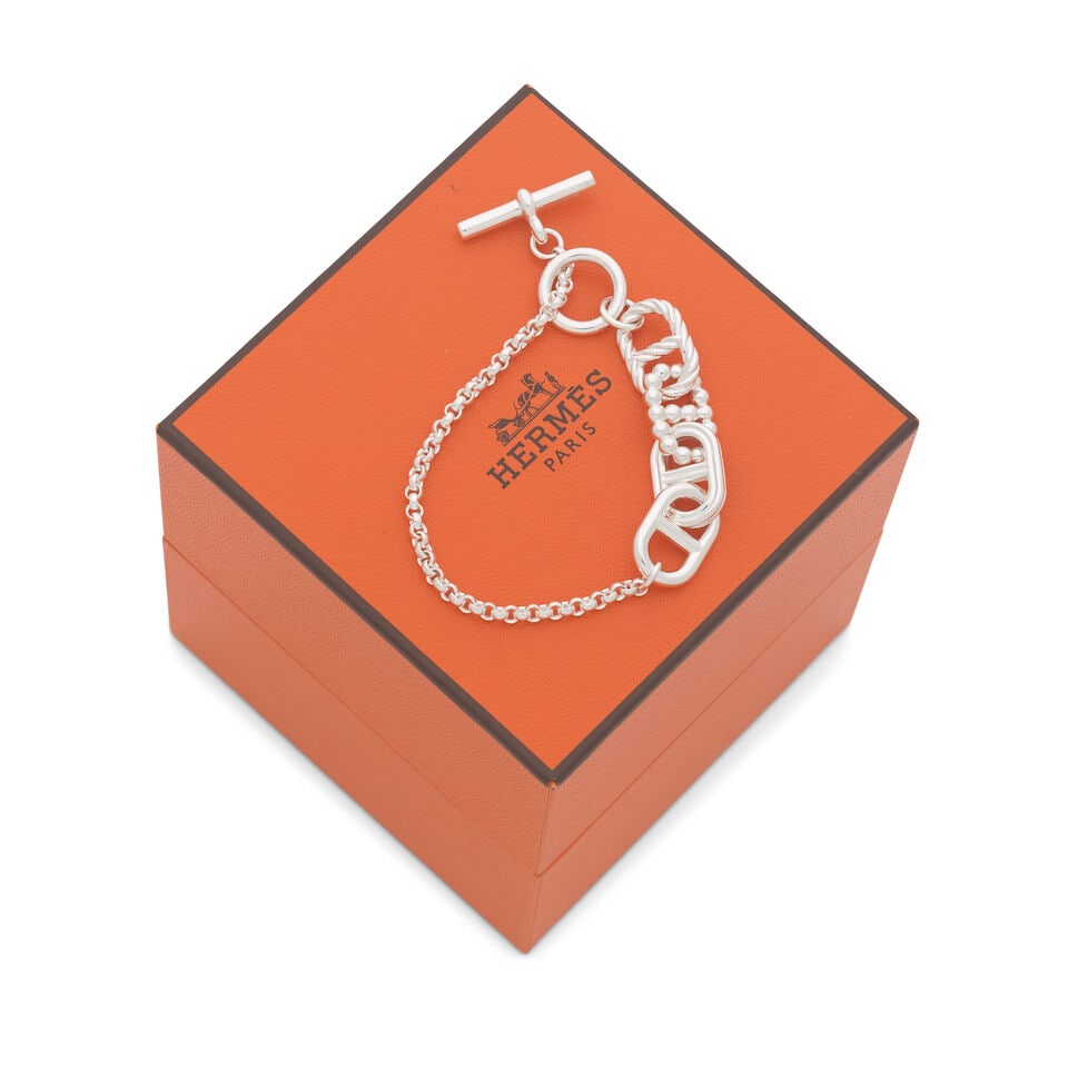 Hermès: a Sterling Silver Chaine d'Ancre Alea II Bracelet (includes certificate, booklet an... - 3