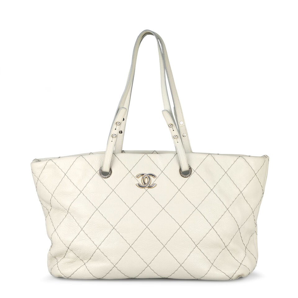 Chanel: a Light Grey Glazed Leather On The Road Tote 2009-10 (includes serial sticker) (1 of 2)