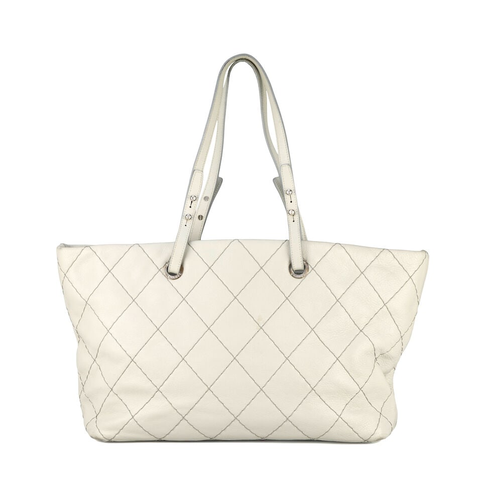 Chanel: a Light Grey Glazed Leather On The Road Tote 2009-10 (includes serial sticker) - 2