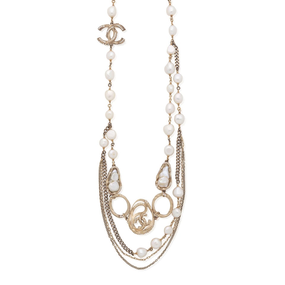 Chanel: a Simulated Baroque Pearl Multi-Strand Necklace 2010s (1 of 2)