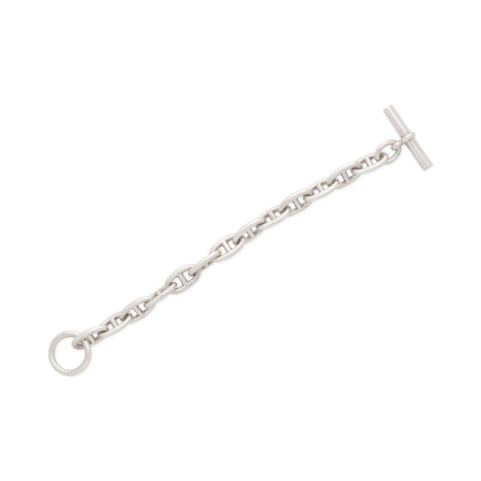 Hermès: a Sterling Silver Chaine d'Ancre Bracelet (includes pouch and box) - 3