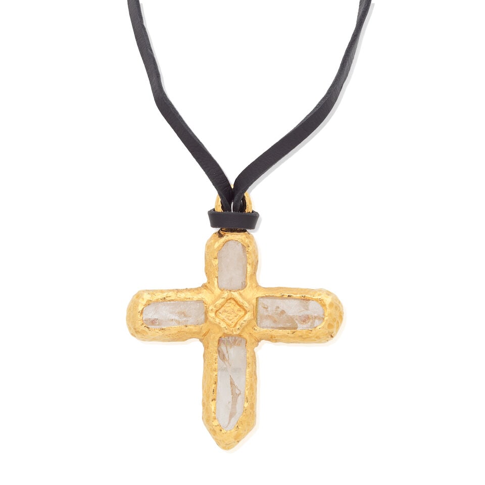 Robert Goossens for Chanel: a Rare Rock Crystal and Gripoix Cross Necklace Autumn 1993 - 2