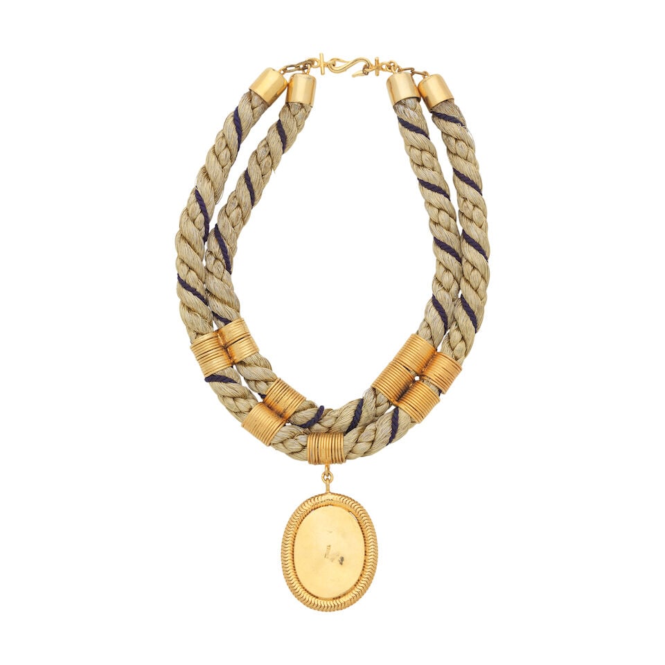 Chanel: a Gold Rope Twist and Amethyst Glass Necklace 1970s - 2