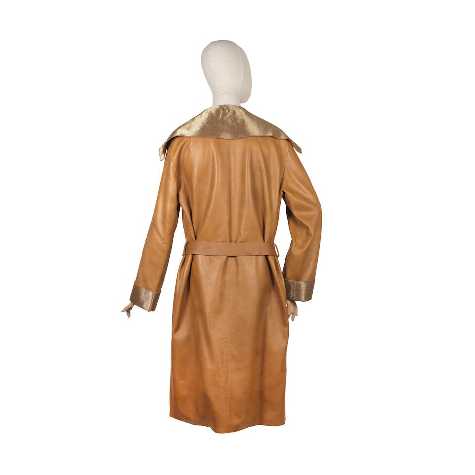 Chanel: a Tan Leather Coat with Gold Lining Autumn 1999 - 2