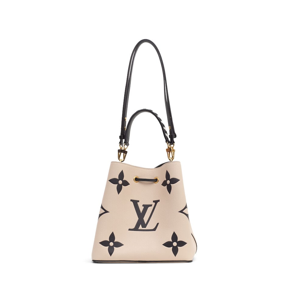 Louis Vuitton: a Cream and Black Empreinte Monogram Crafty NeoNoe MM Bag 2020 (includes adjustab... - 2
