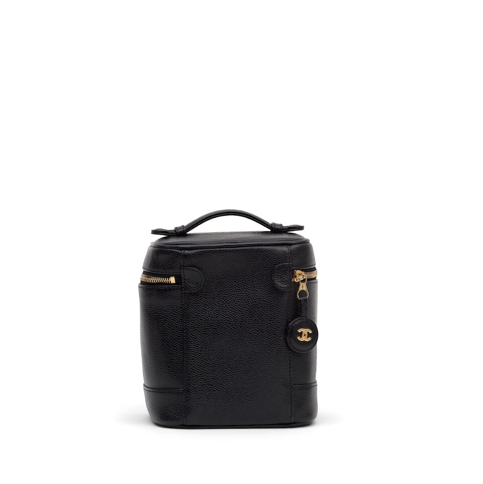 Chanel: a Black Caviar Leather Vanity Case 2002-03 (includes serial sticker and authenticity card) - 2