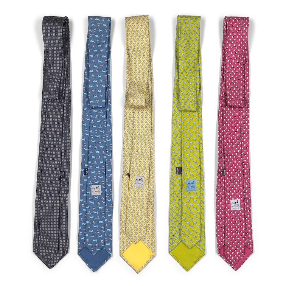 Hermès: a Collection of 5 Whimsy Silk Ties (includes one tie box) - 2