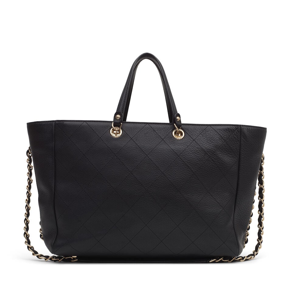 Chanel: a Black Overstitched Shopping Tote 2019 (includes serial sticker and authenticity card) - 2