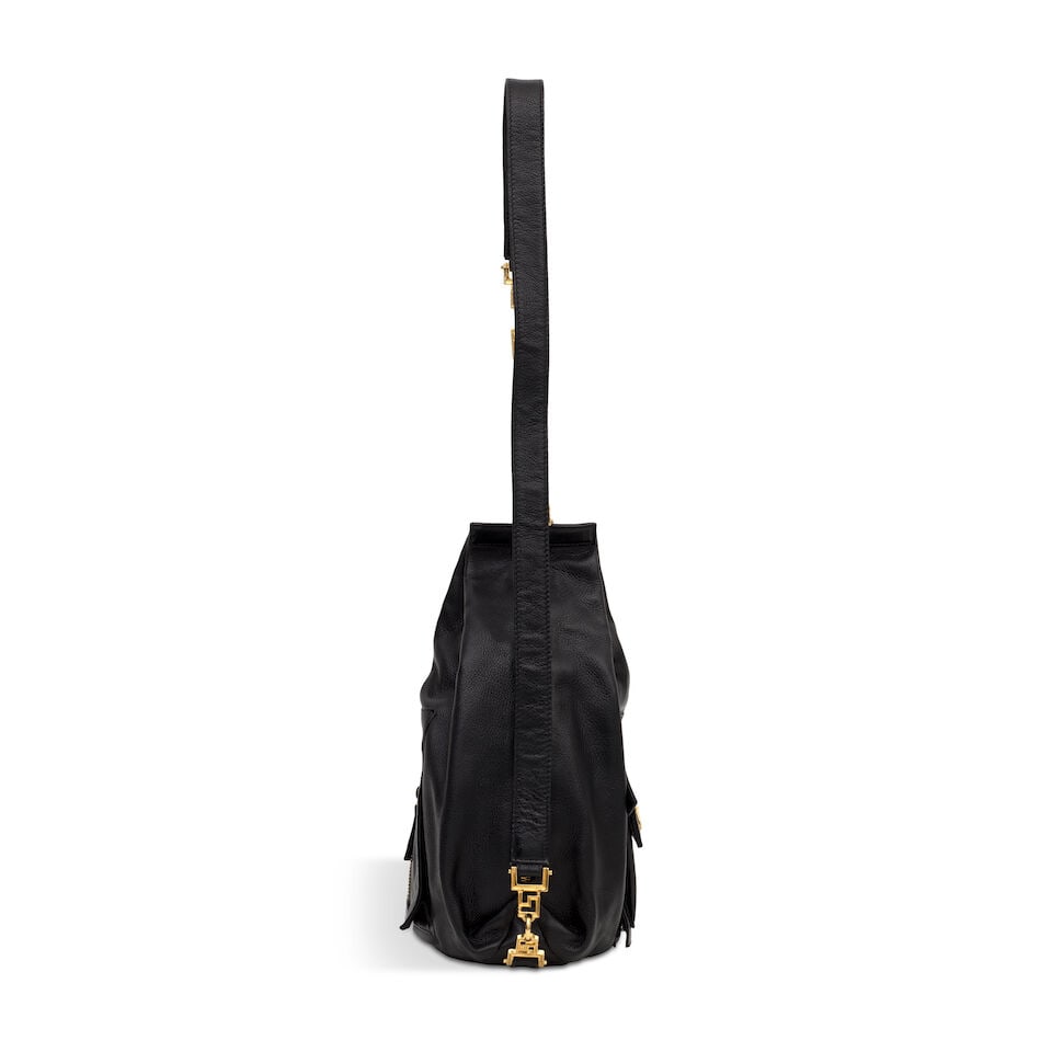 Gianni Versace: a Black Leather and Gold Medusa Head Shoulder Bag 1990s (includes dust bag) - 3