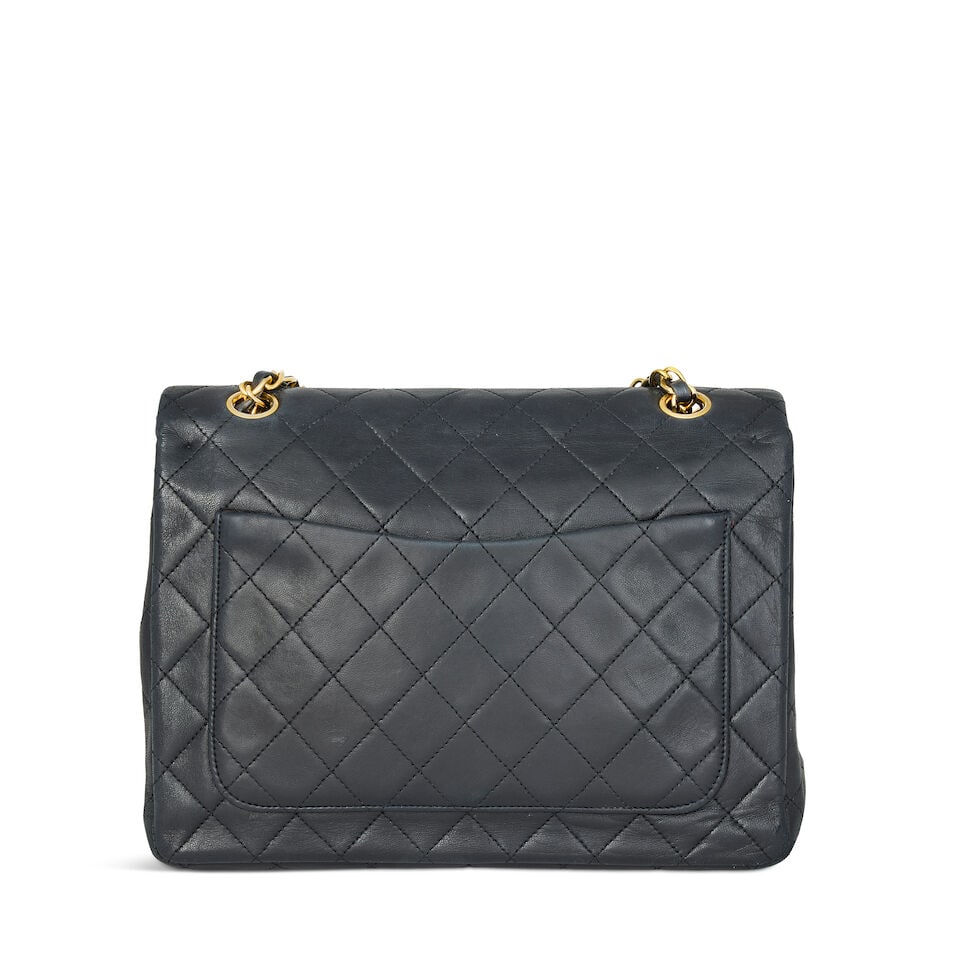 Chanel: a Black Leather Double Flap Bag 1989-91 (includes serial sticker, dust bag and box ) - 2