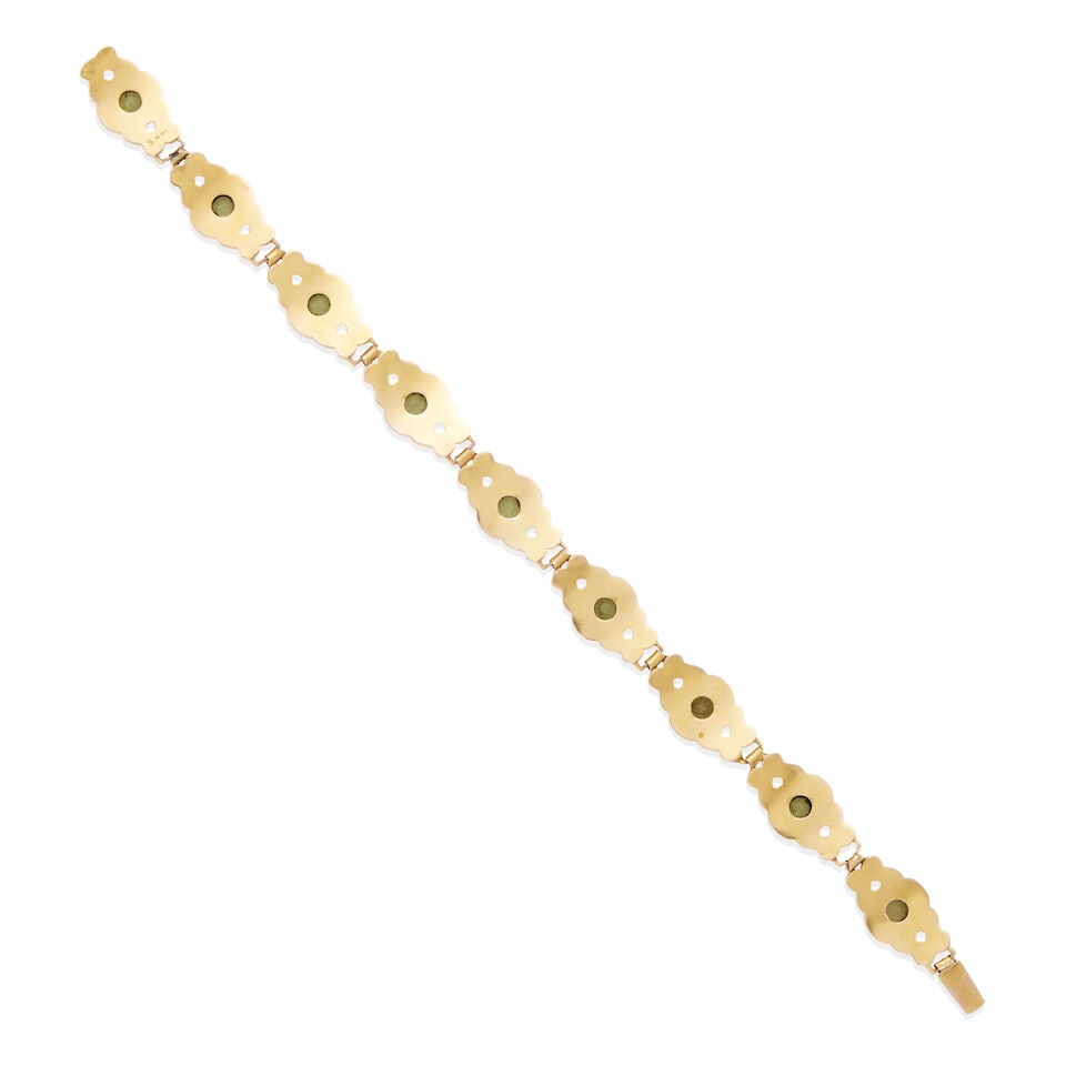 ANTIQUE 14K GOLD AND PERIDOT BRACELET - 2
