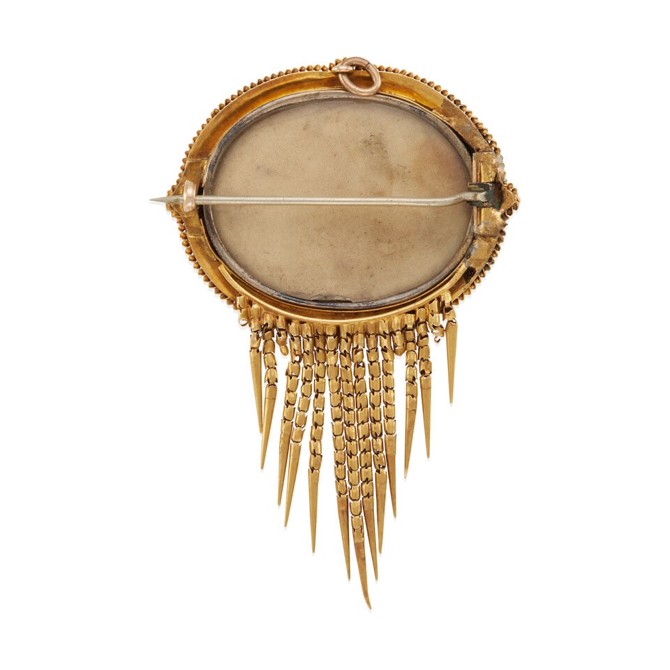 VICTORIAN GOLD MOURNING BROOCH/PENDANT - 2