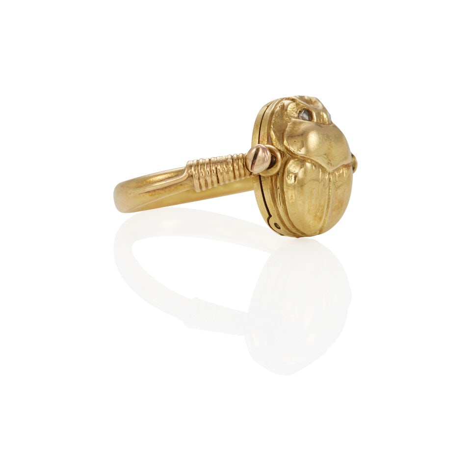 VICTORIAN 18K GOLD 'POISON' SCARAB RING - 3