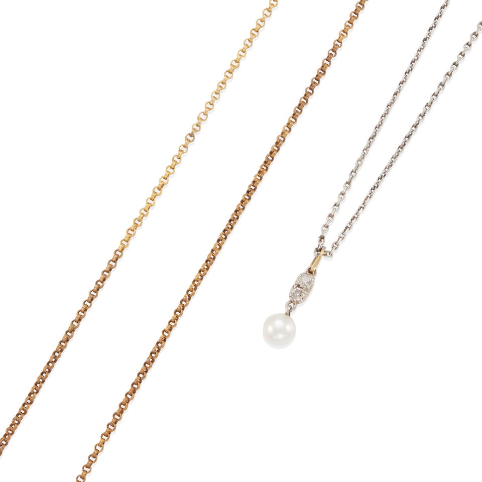 TWO ANTIQUE CHAIN NECKLACES - 2