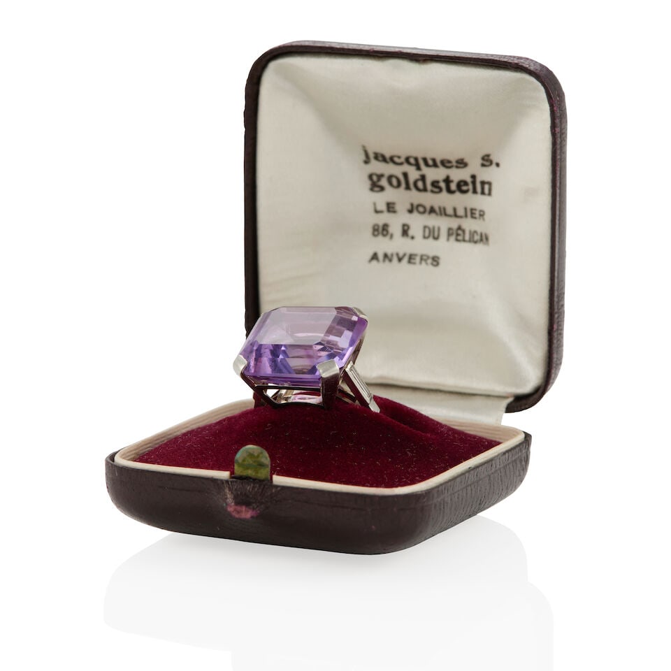 VINTAGE 14K GOLD, AMETHYST AND DIAMOND RING - 2