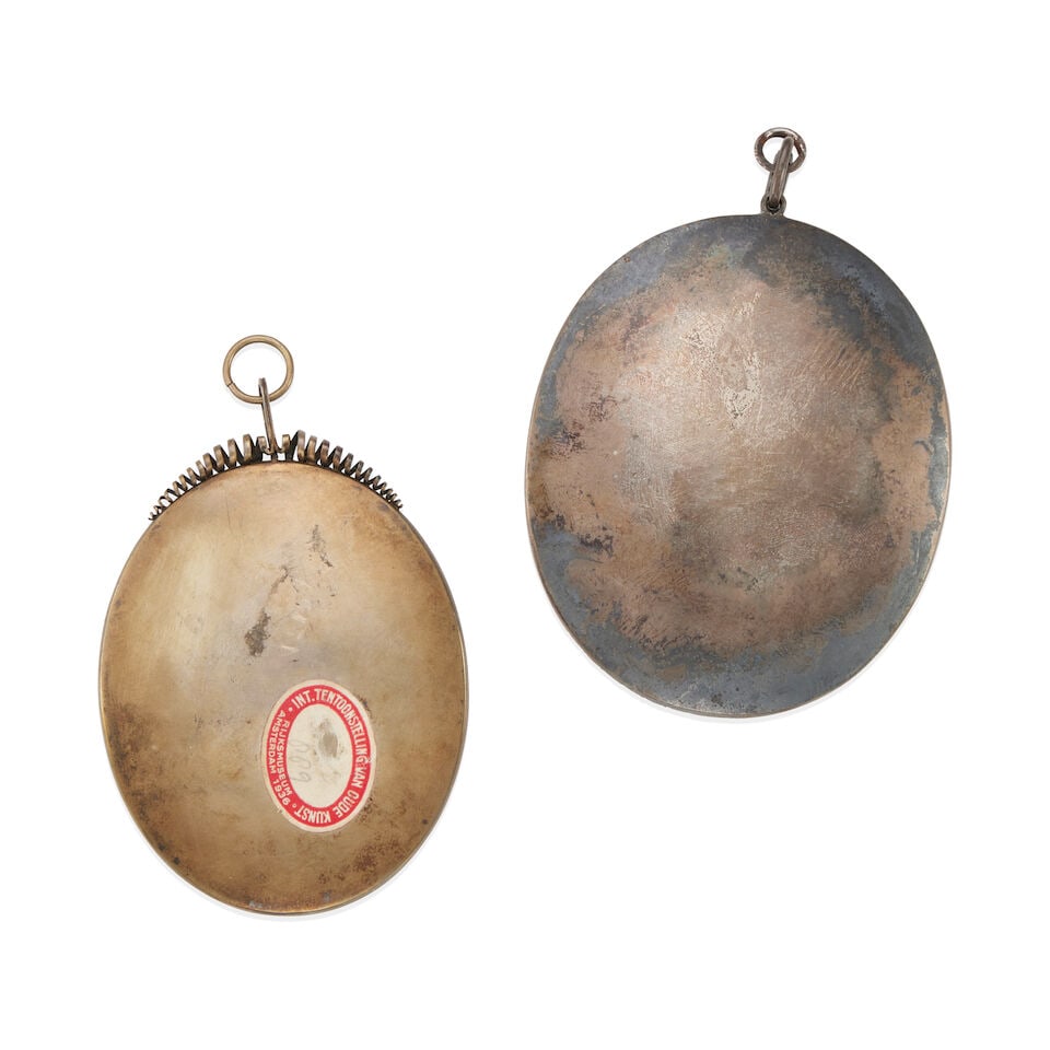 TWO ANTIQUE SILVER FRAMED PAINTED PORTRAITS - 2