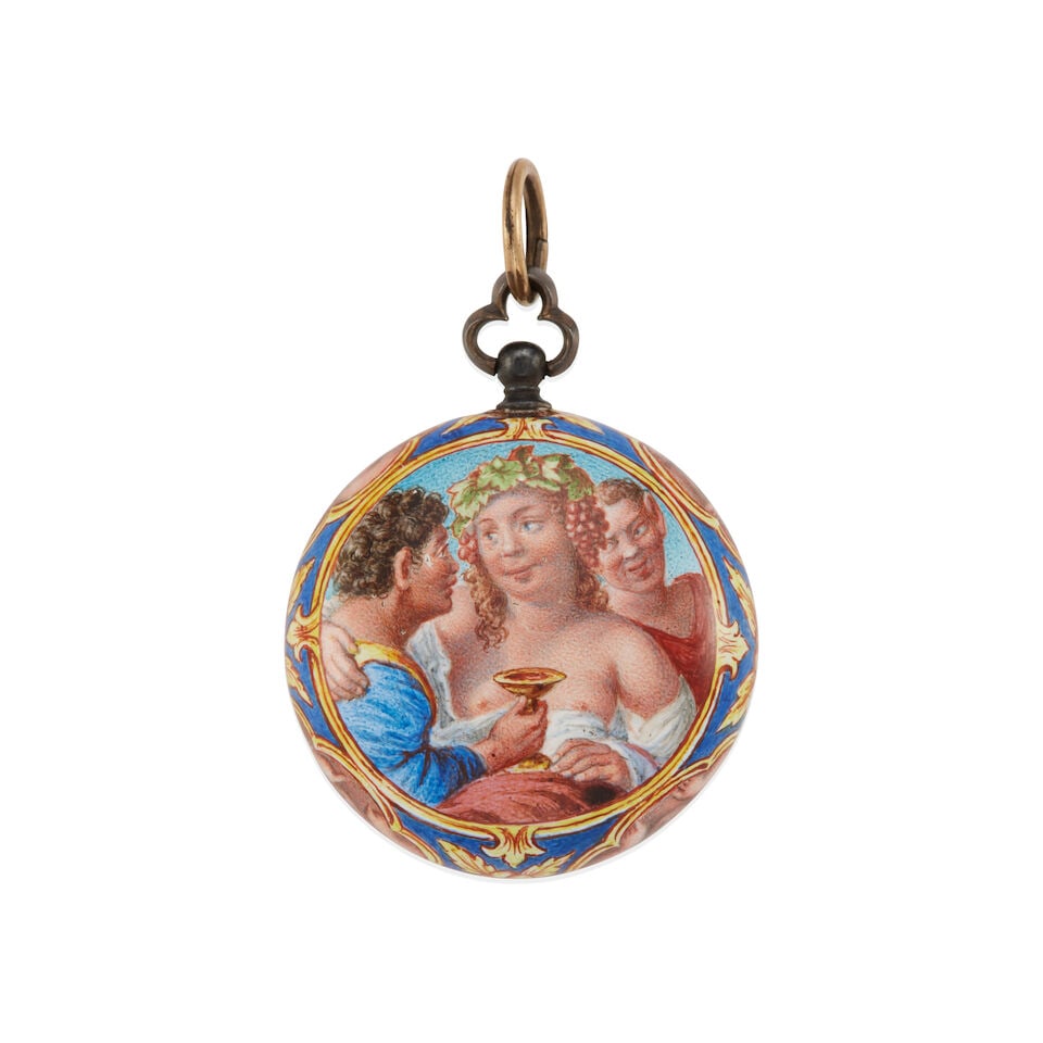 ANTIQUE PAINTED PENDANT WATCH - 2