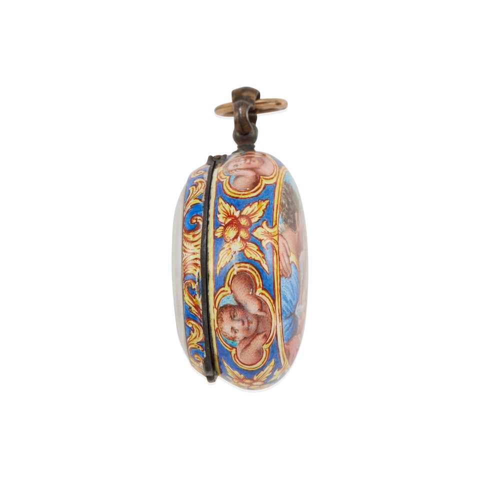 ANTIQUE PAINTED PENDANT WATCH - 3