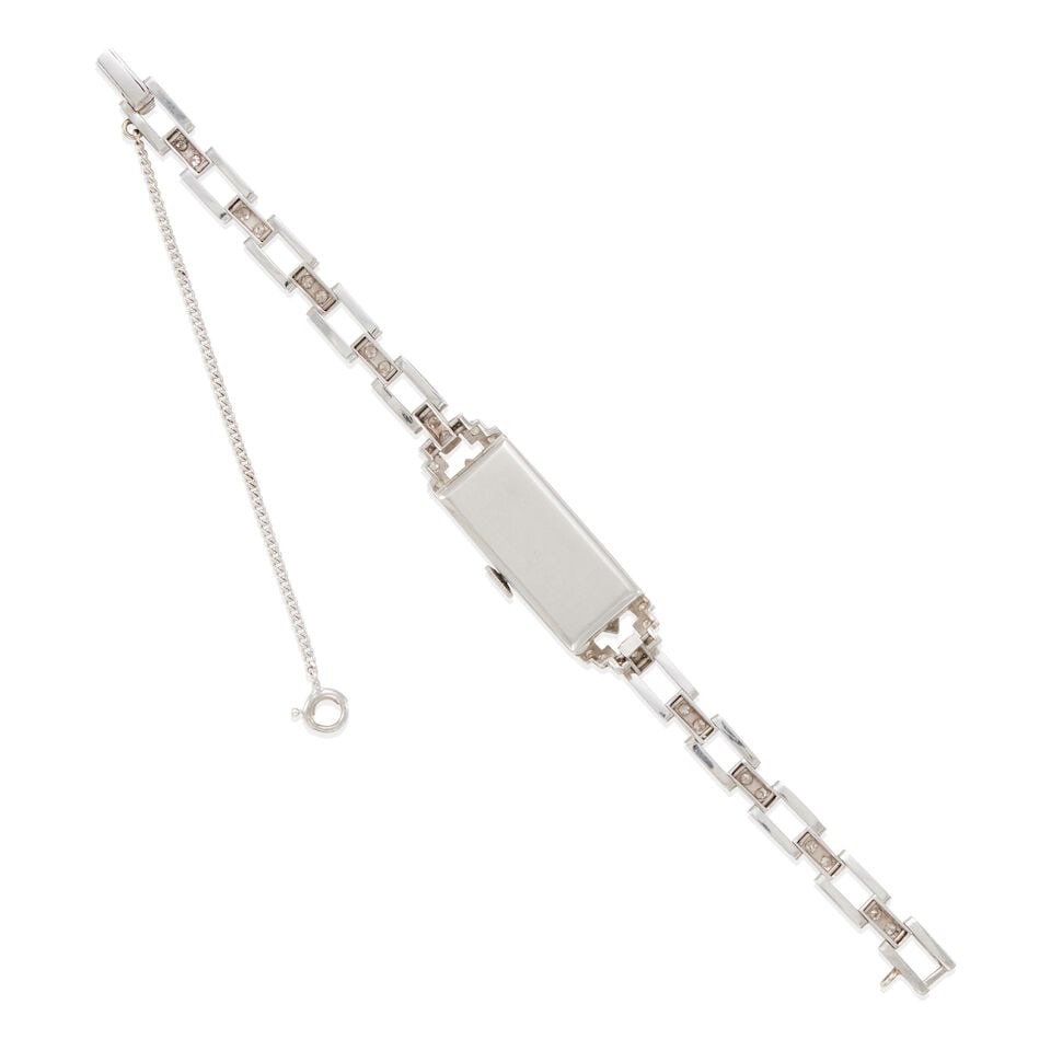 ART DECO PLATINUM AND DIAMOND WATCH - 2