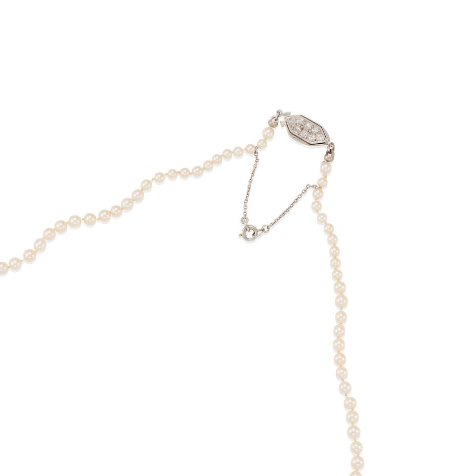 ANTIQUE GOLD, DIAMOND, NATURAL AND CULTURED PEARL NECKLACE - 3