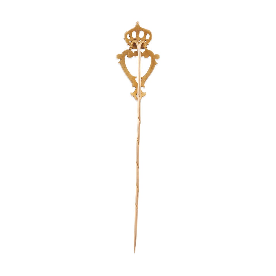 ANTIQUE GOLD AND CULTURED PEARL STICK PIN - 2
