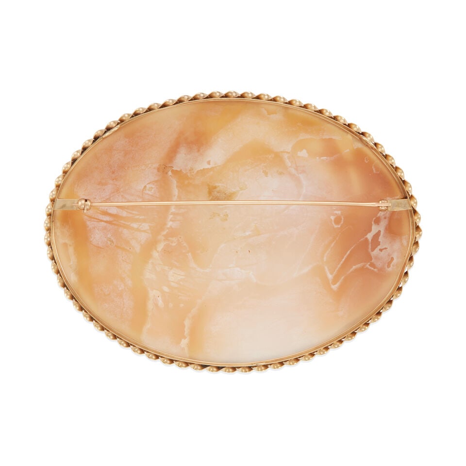 VINTAGE 14K GOLD AND SHELL CAMEO BROOCH - 2