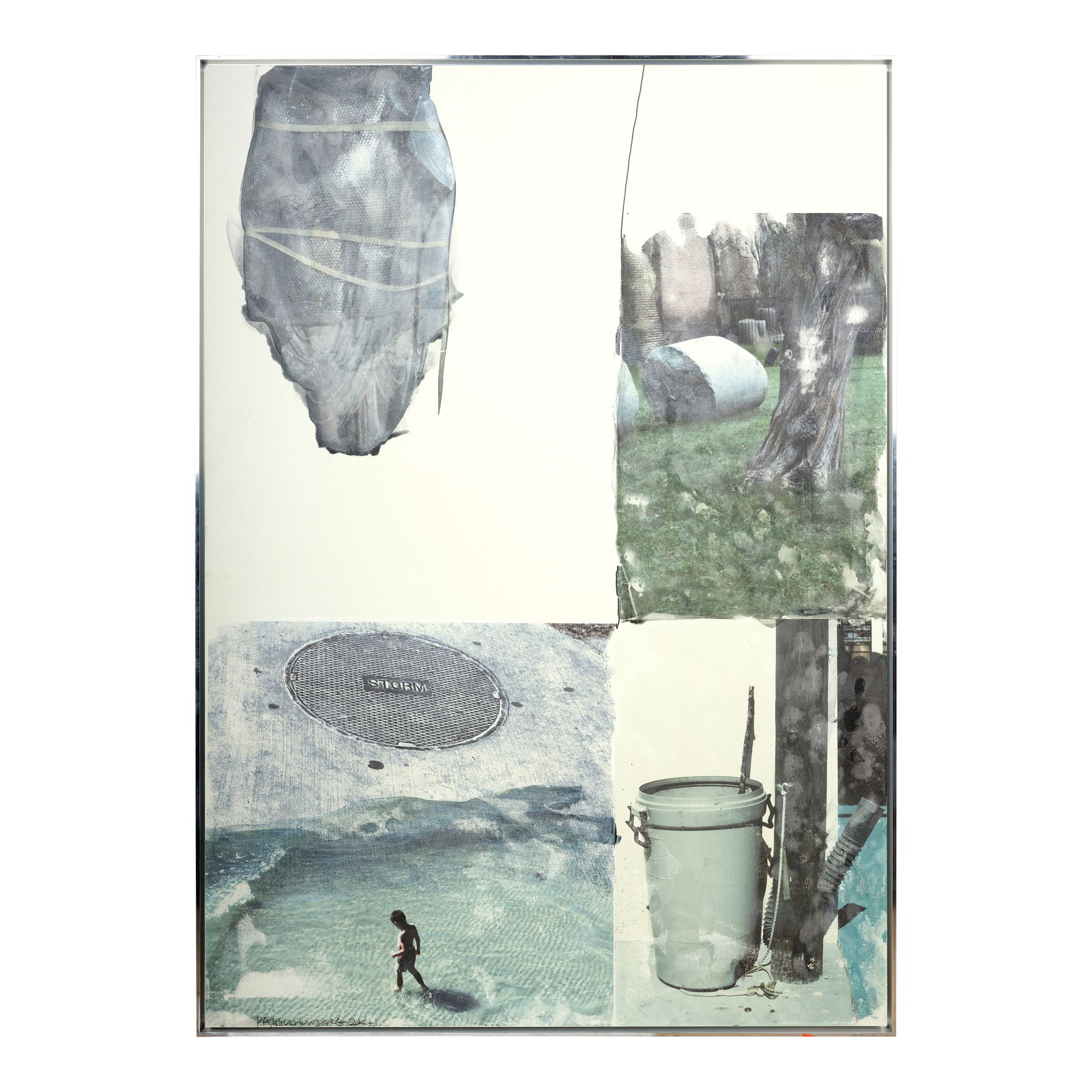 Robert Rauschenberg (1925-2008) Page 8, Paragraph 3 (Short Stories), 2001 85 1/2 x 61 in (217.2 ...: Robert Rauschenberg (1925-2008)Page 8, Paragraph 3 (Short Stories), 2001 signed and dated 'RAUSCHENBERG 2K+1' (lower left); inscribed '201.014' (on the reverse)pigment transfer and graphite on