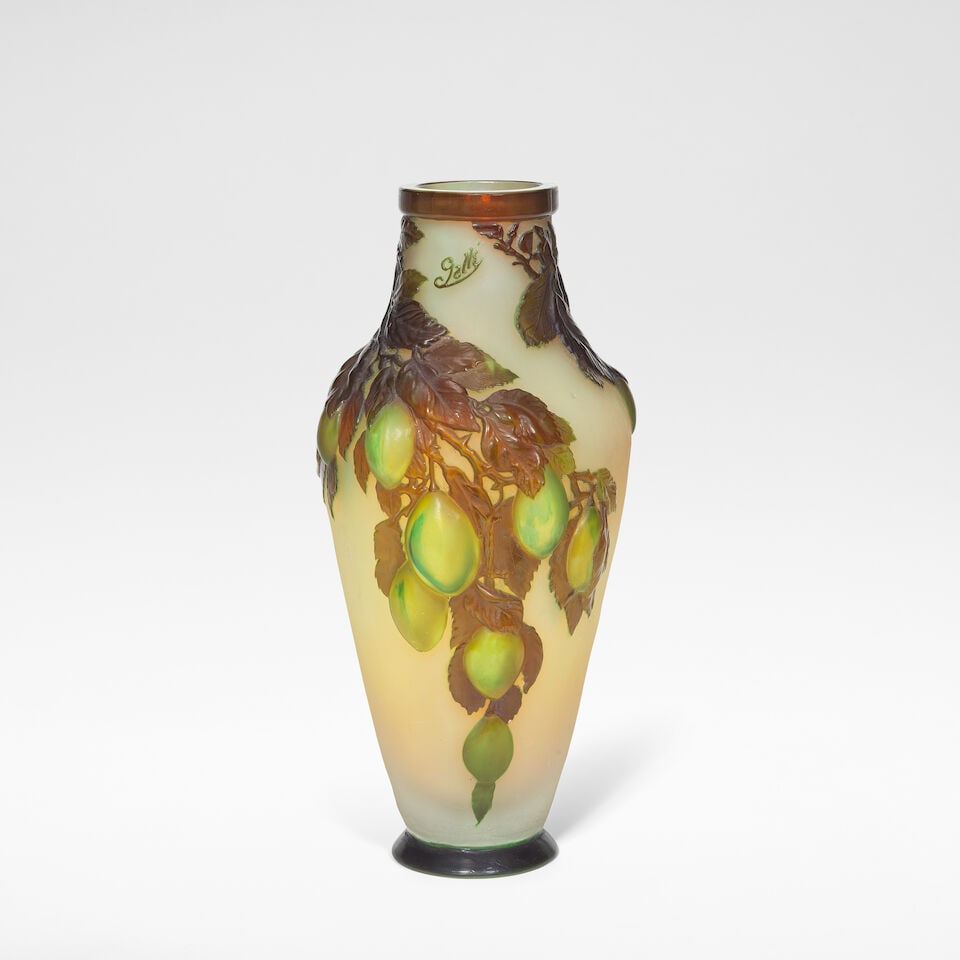 Établissements Gallé 'Aux Quetsches' or 'Plums', vase, circa 1920 (1 of 3)