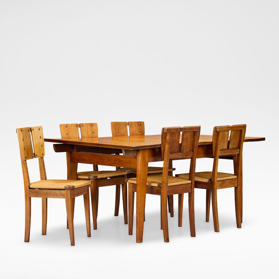 Gustave Serrurier-Bovy Dining table and five chairs, circa 1904 (1 of 5)